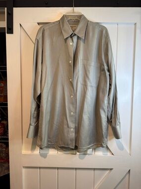 Pronto Uomo Light Gray Silk Button-Down Dress Shirt